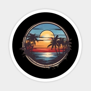 Minimalist Beach In Sunset Design. Magnet